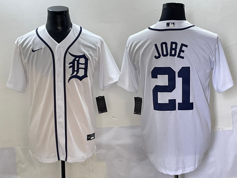 Men's Detroit Tigers Jackson Jobe #21 White Home Replica Player Jersey