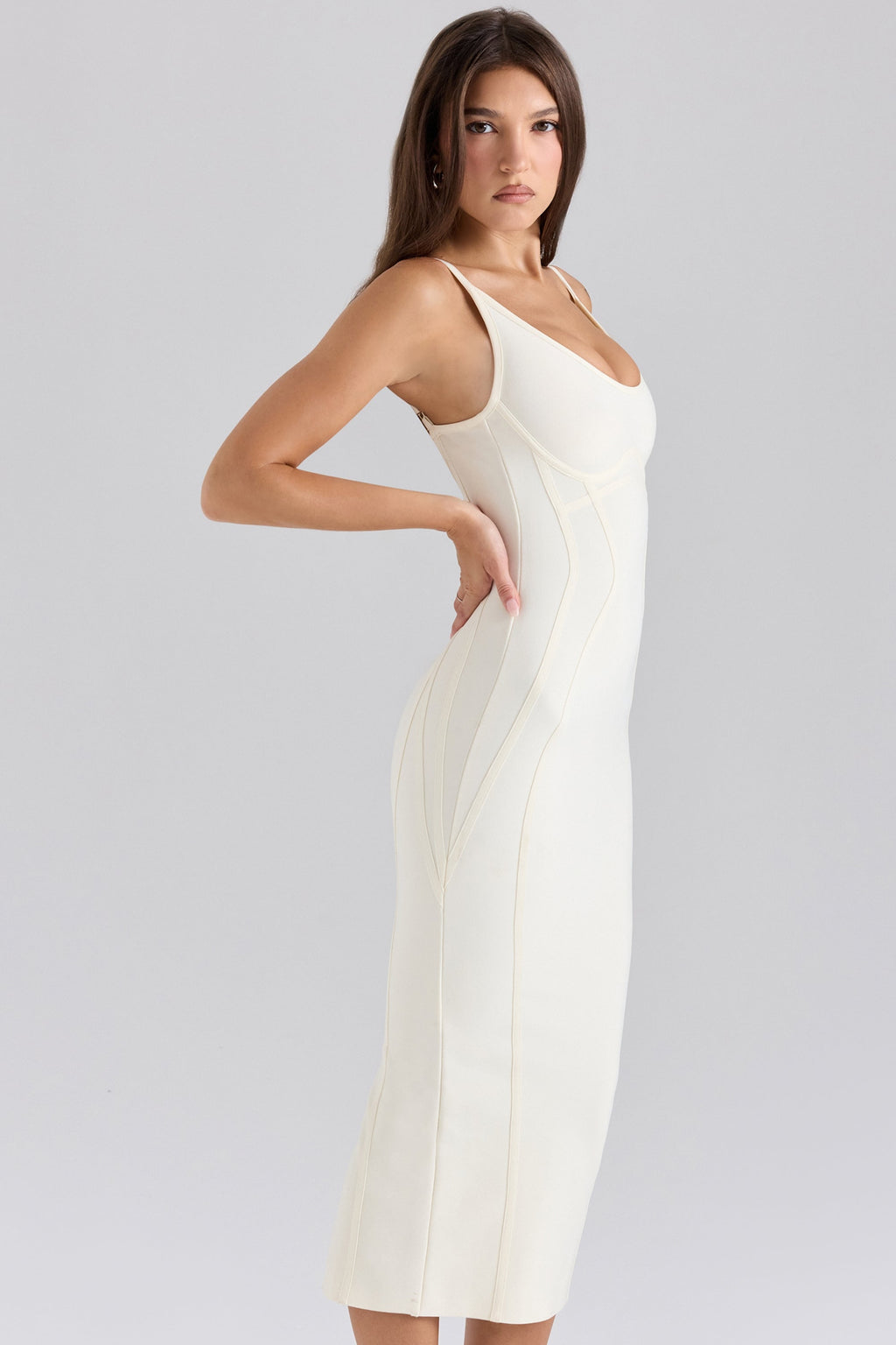 ivory midi bandage dress