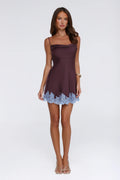 Evening Glow Satin Mini Dress Wine