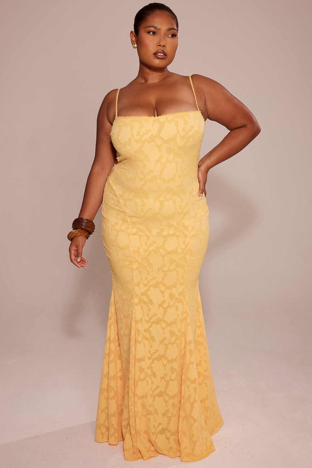 apricot lace up back maxi dress