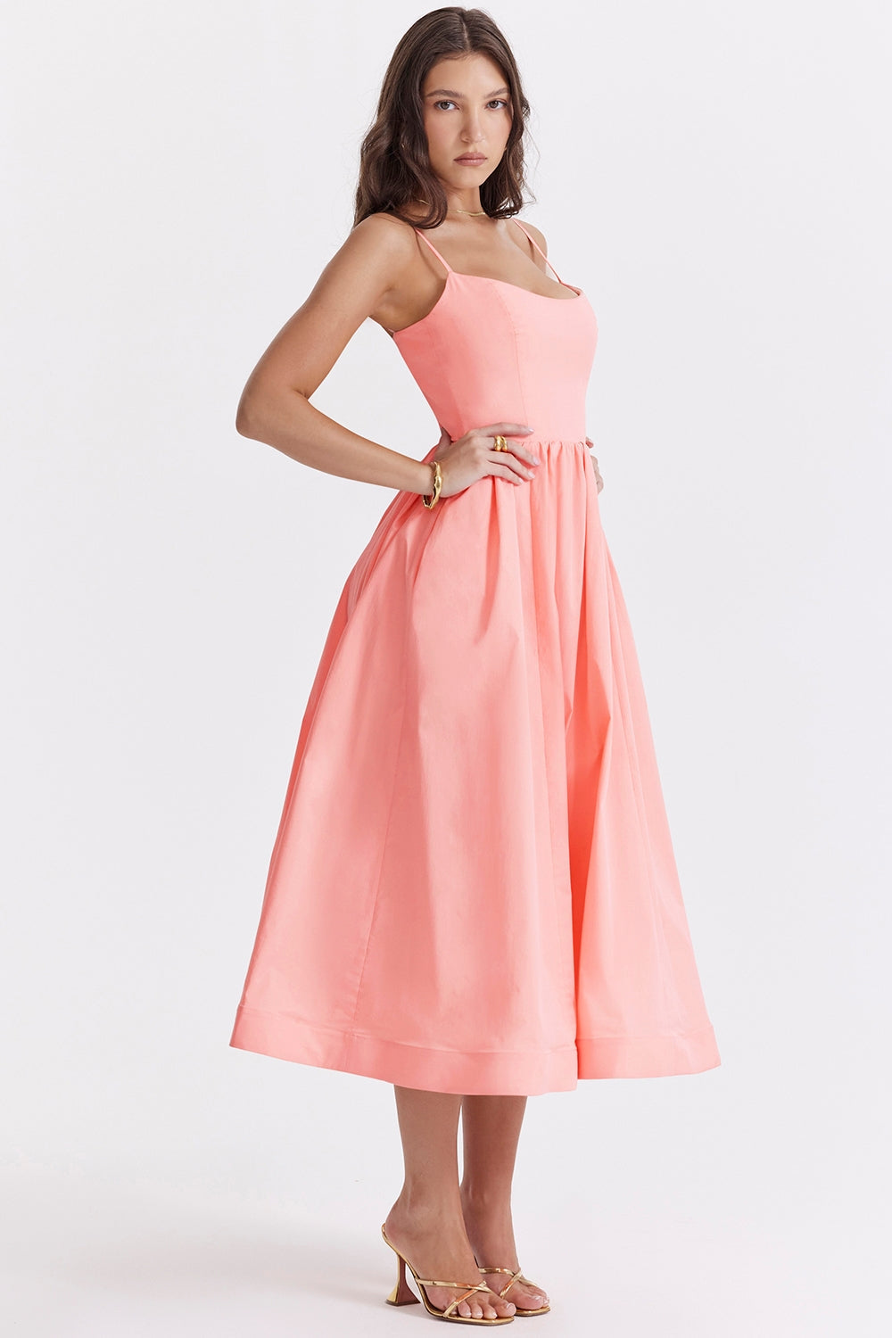 apricot corset sundress
