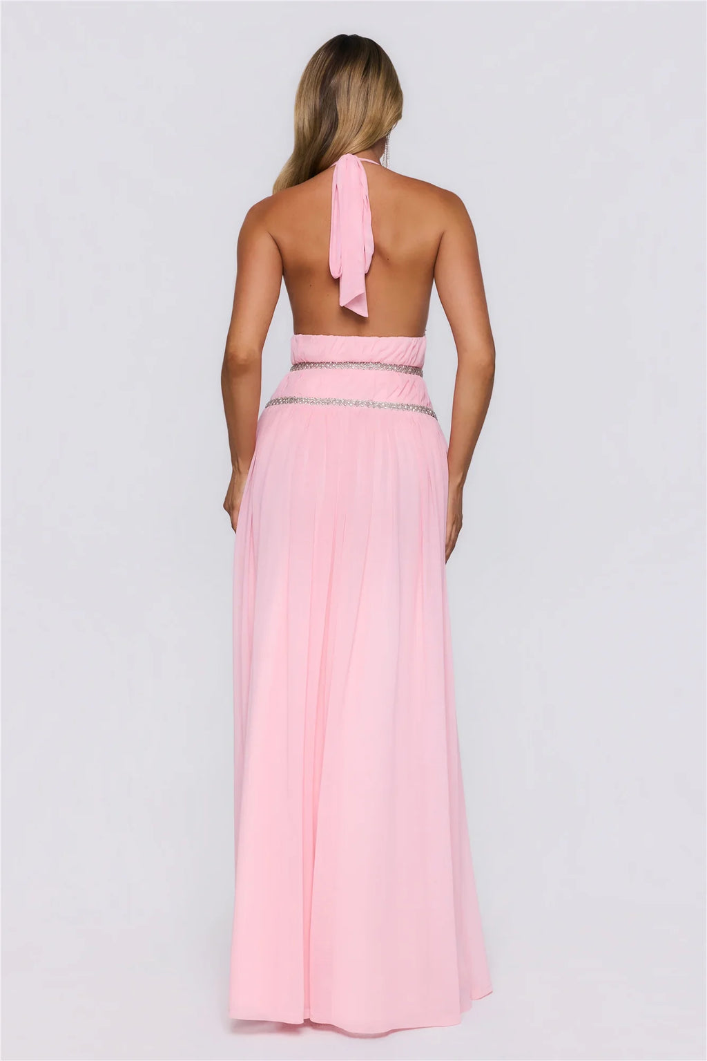 Summer Sparkle Halter Maxi Dress Pink