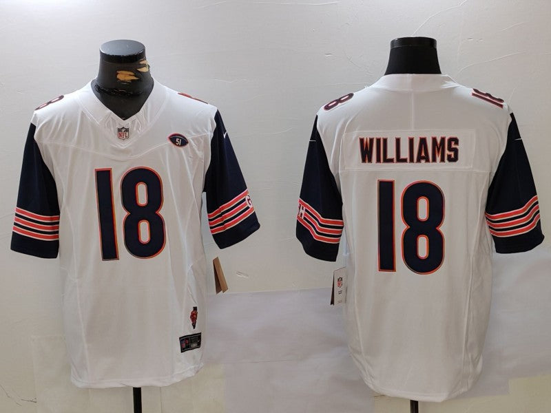 Men's Chicago Bears Caleb Williams #18 White Player Game Jersey1