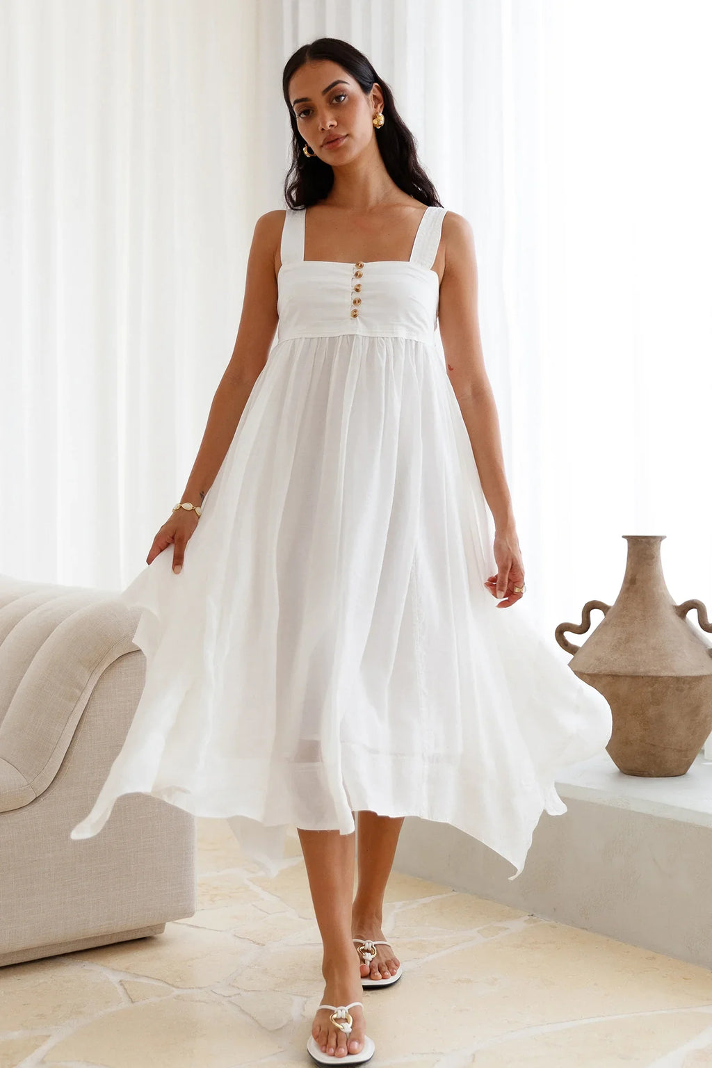 Restful Escape Midi Dress White