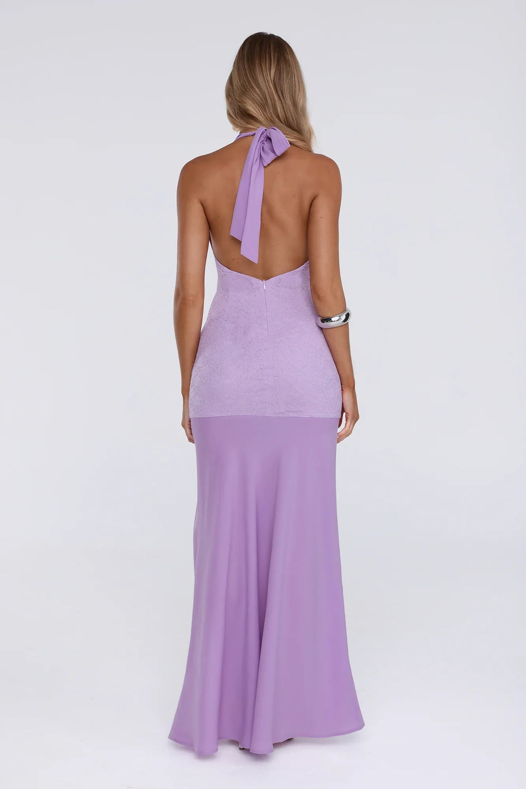 Champagne At Dusk Halter Maxi Dress Purple