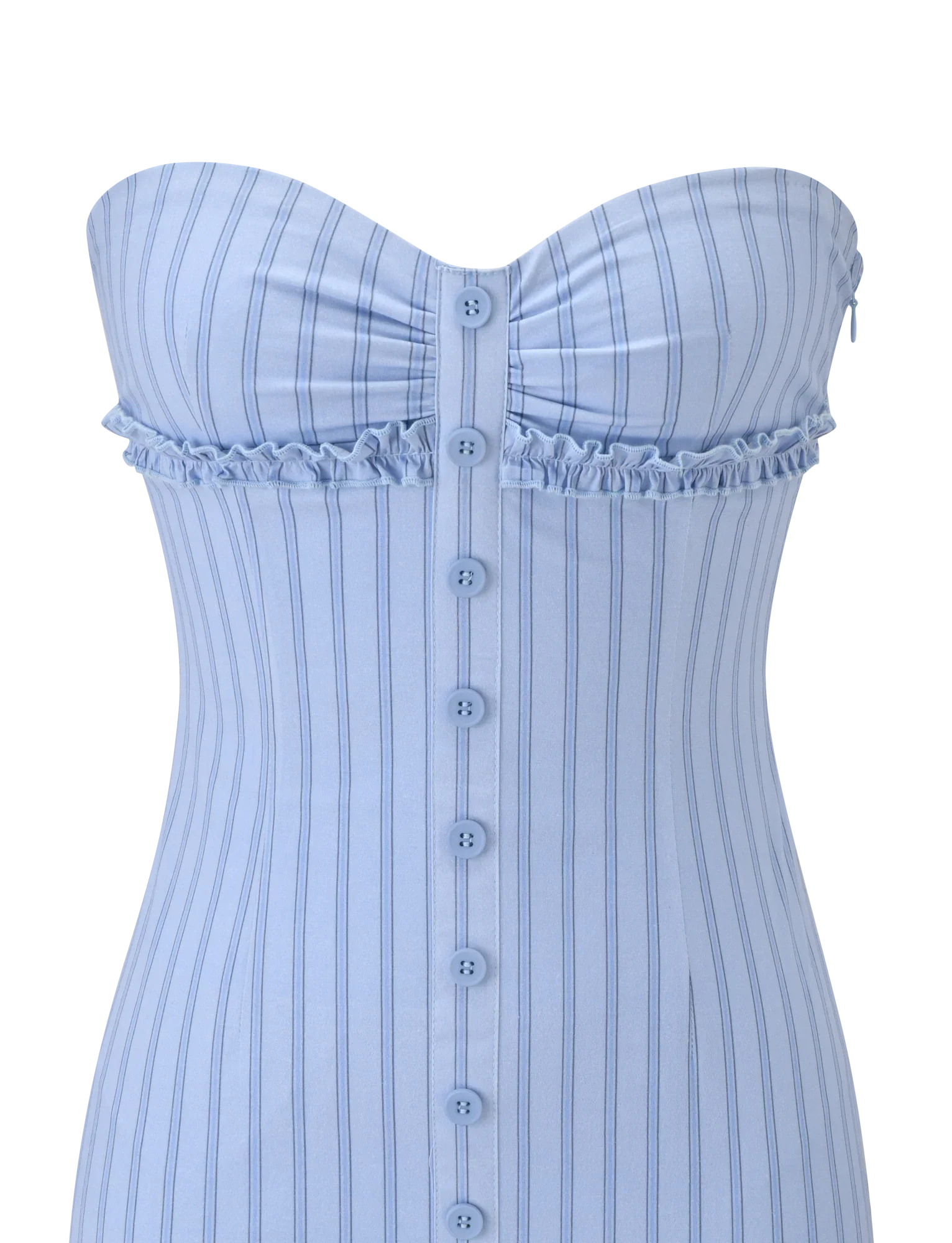 KITTIE STRAPLESS DRESS - BLUE STRIPE