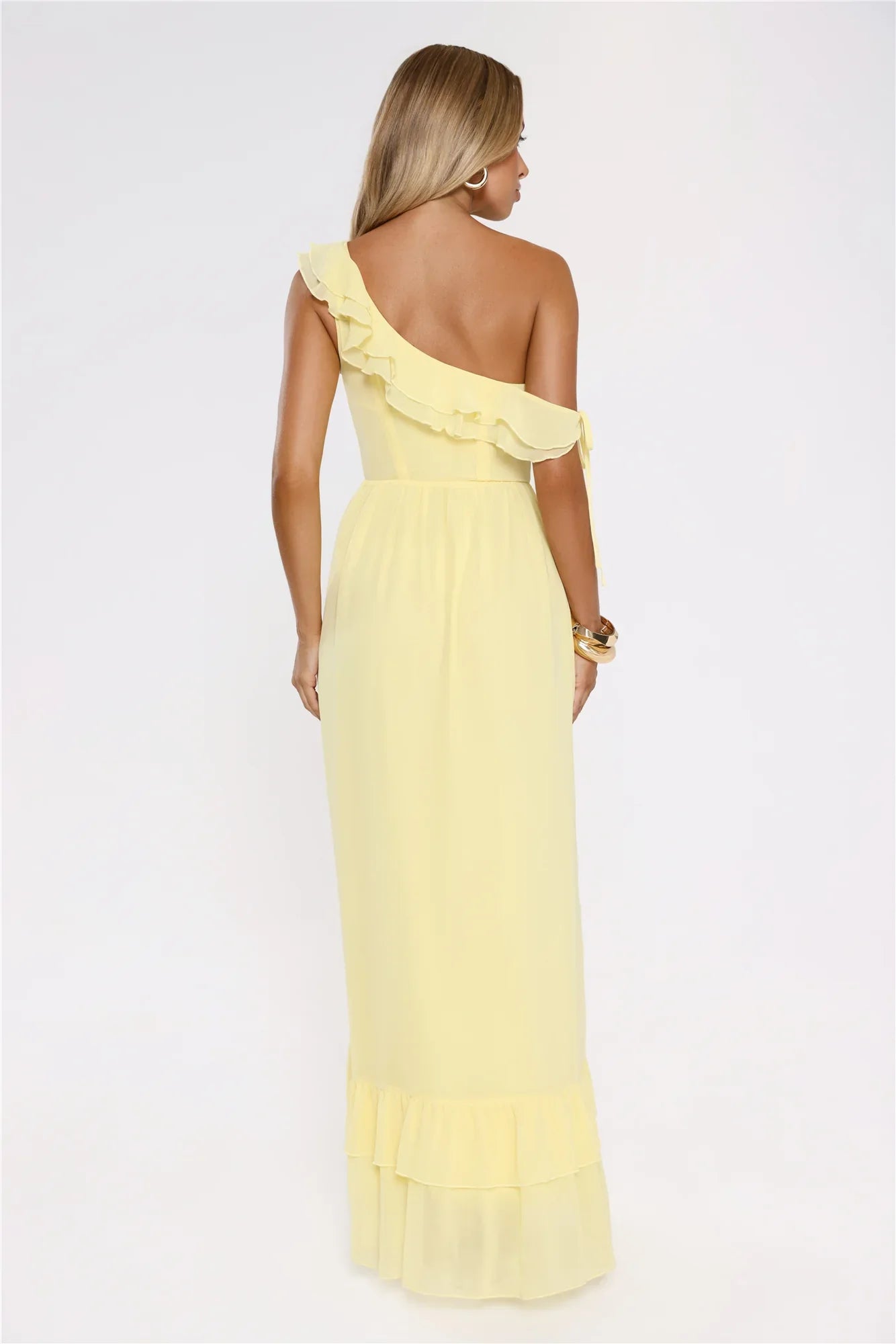 Diamond Horizon Off Shoulder Maxi Dress Lemon