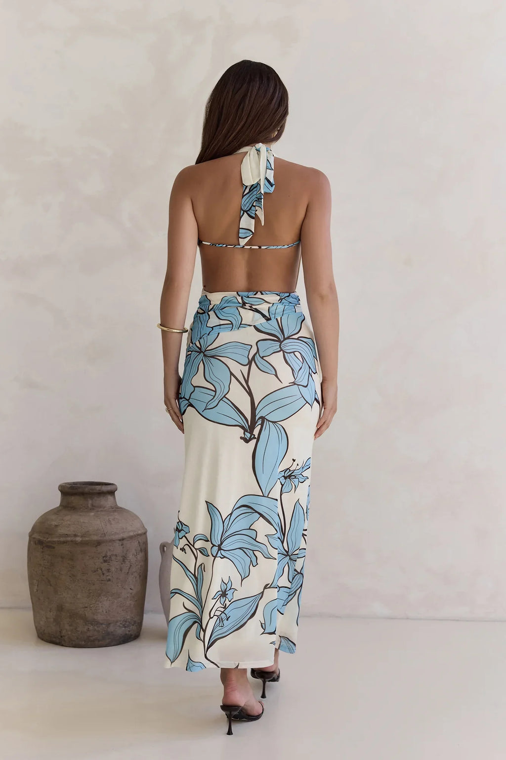 Light The Ocean Halter Maxi Dress Blue