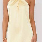 Exclusive Parties Halter Satin Mini Dress Light Pink