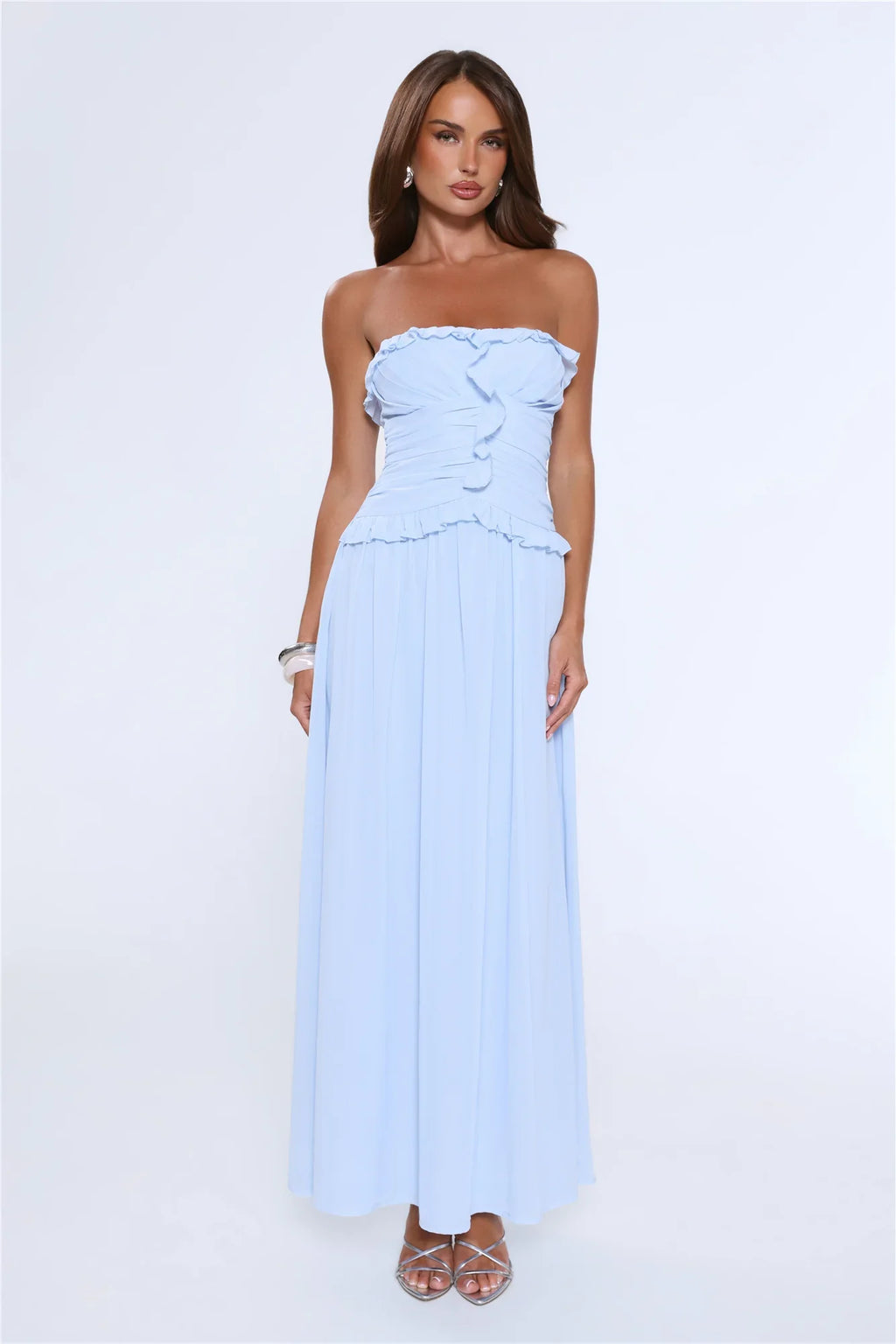 Hour Whispers Strapless Maxi Dress Blue