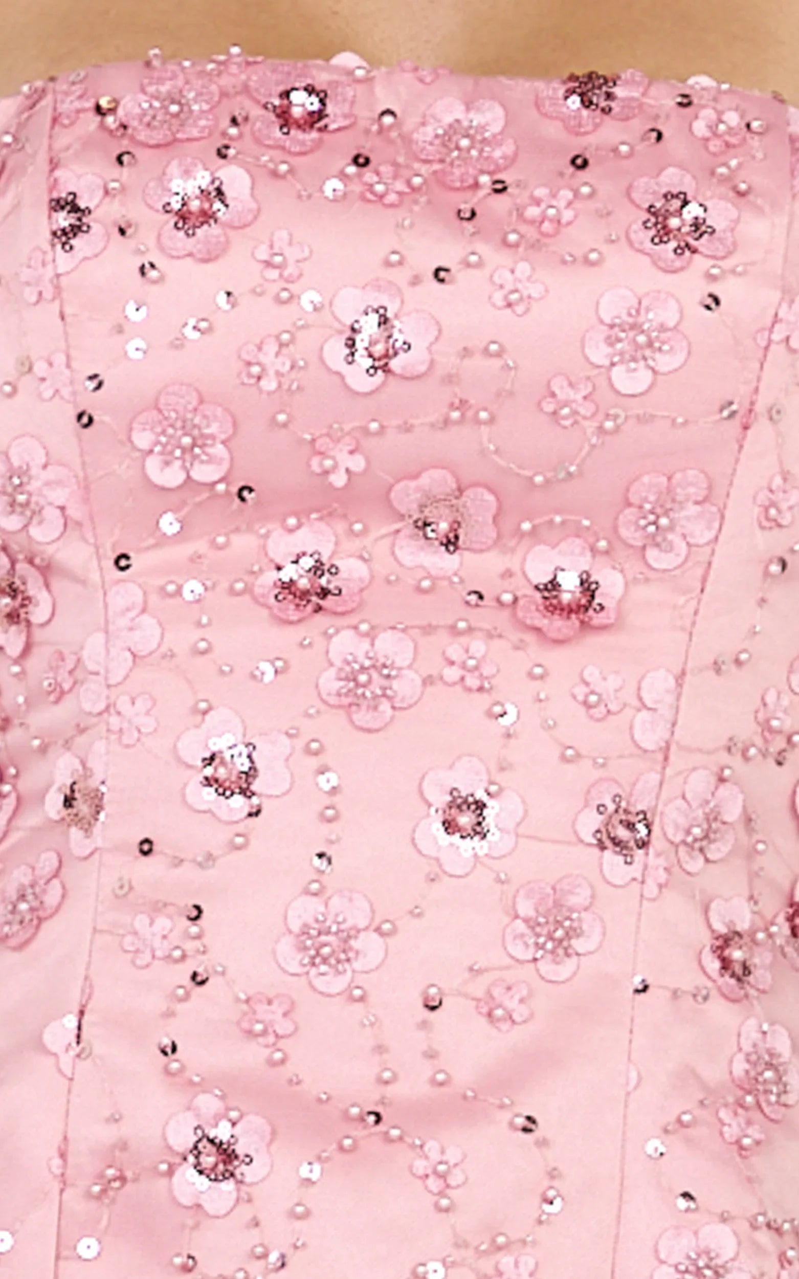 Leona Mini Dress - Strapless Sequin Tulip Dress in Pink