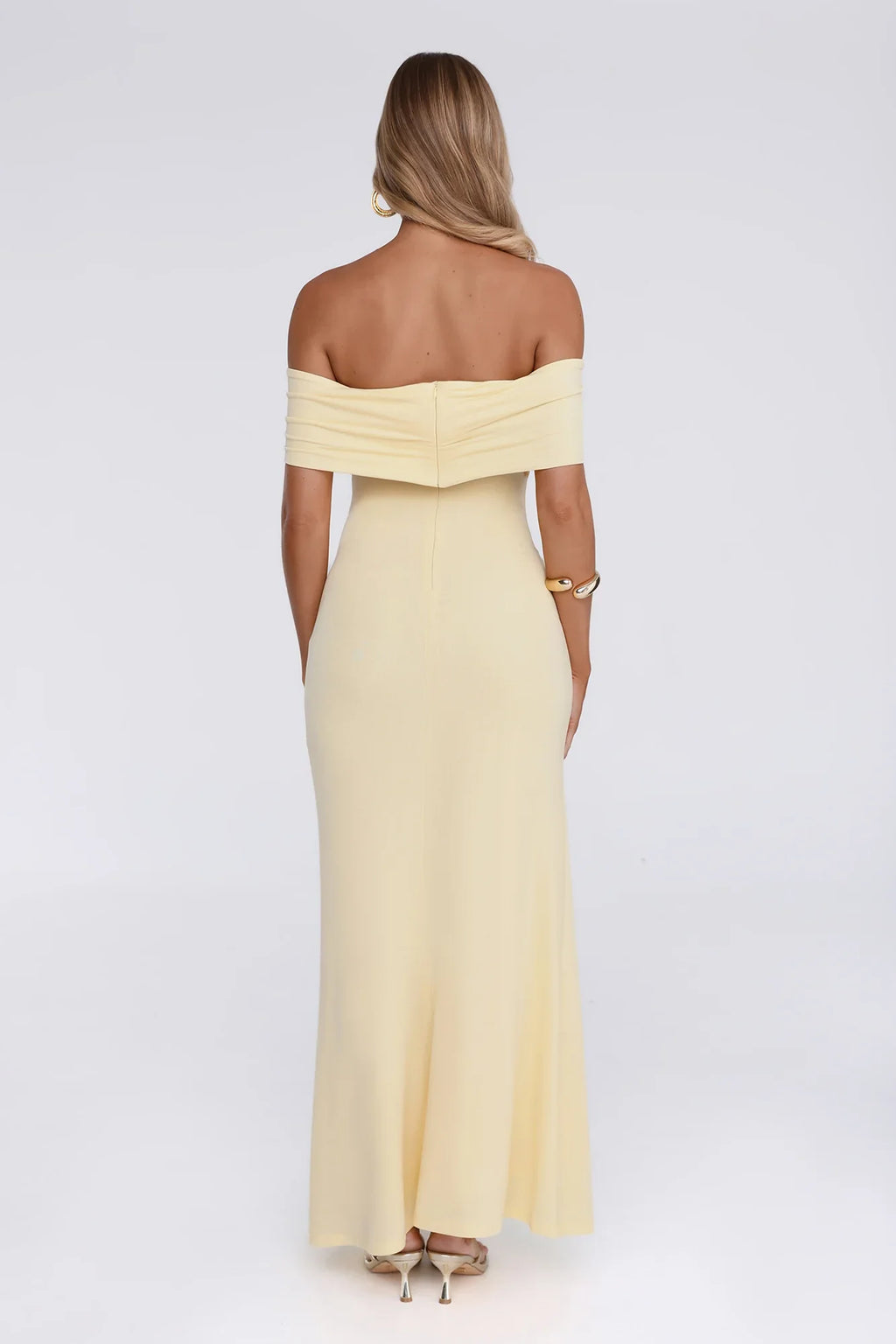 Contemporary Vibe Off Shoulder Maxi Dress Yellow