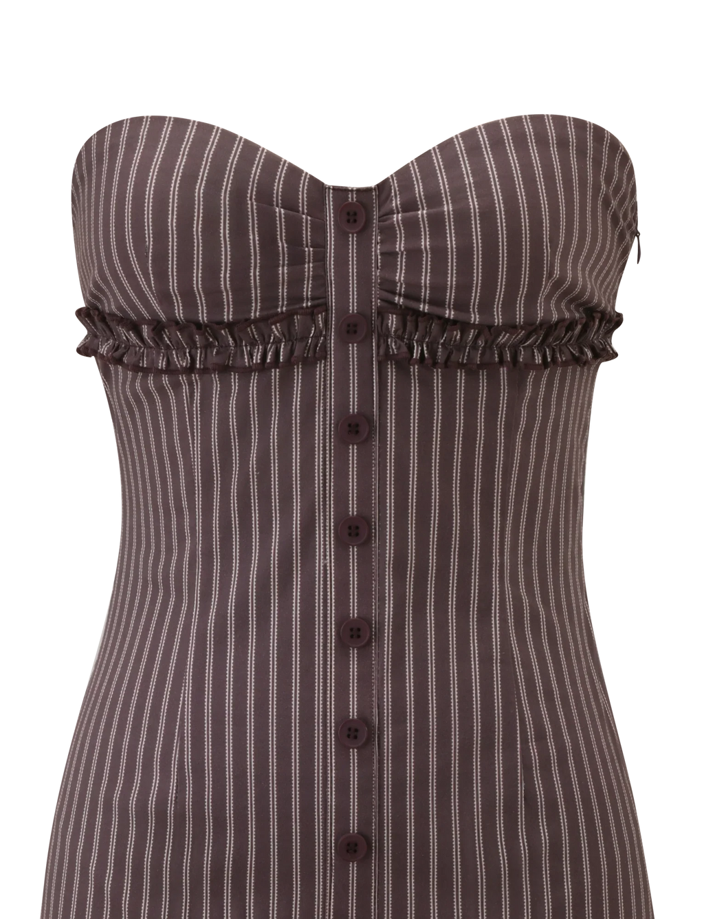KITTIE STRAPLESS DRESS - BROWN AND CREAM STRIPE