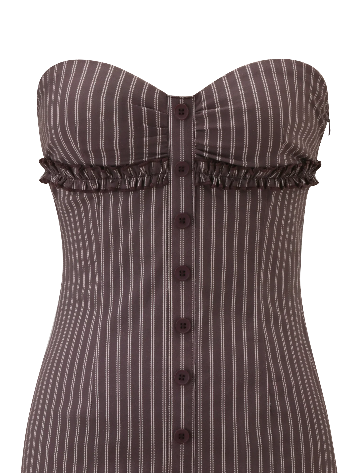 KITTIE STRAPLESS DRESS - BROWN AND CREAM STRIPE