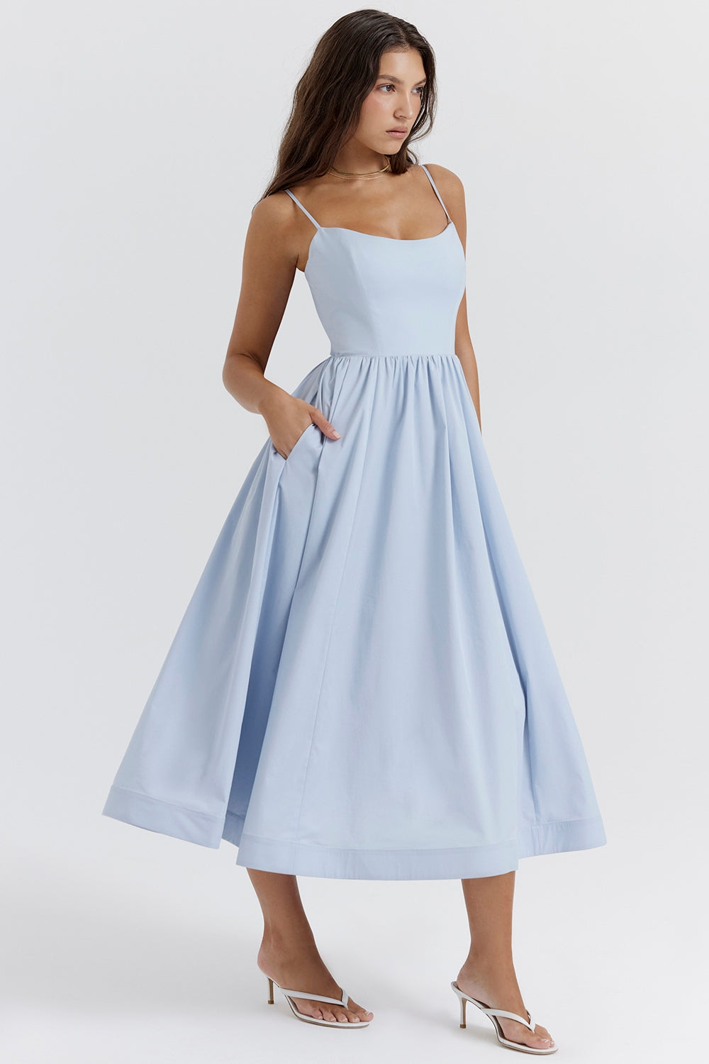 soft blue corset sundress