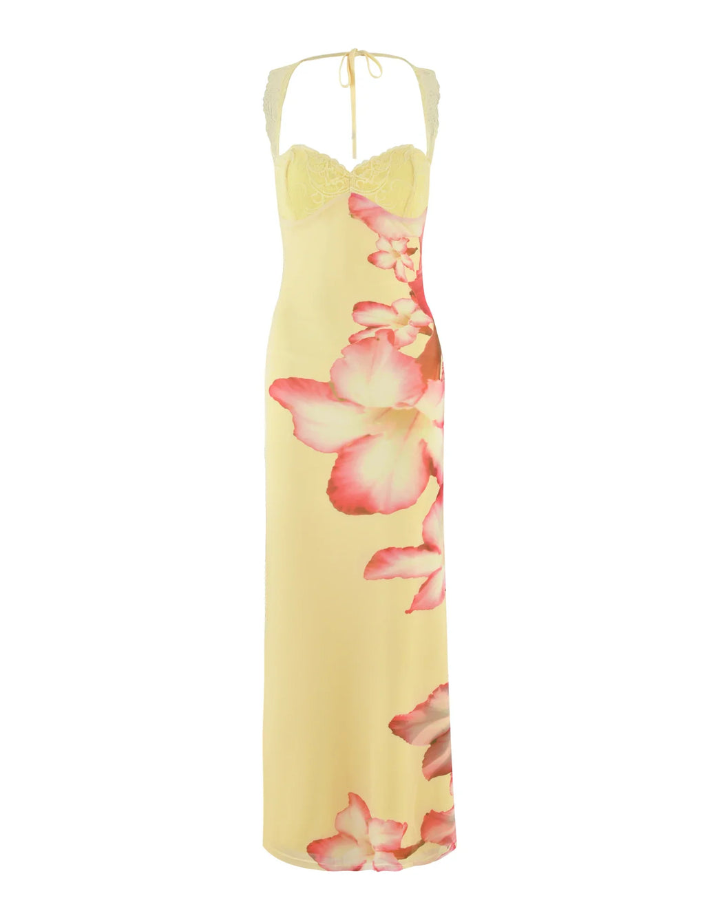 NYOMI MAXI DRESS - YELLOW : MACRO FLORAL : YELLOW HIBISCUS