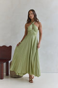 Perfect In Plisse Halter Maxi Dress Green