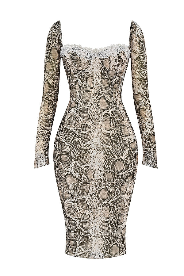 snake print corset dress