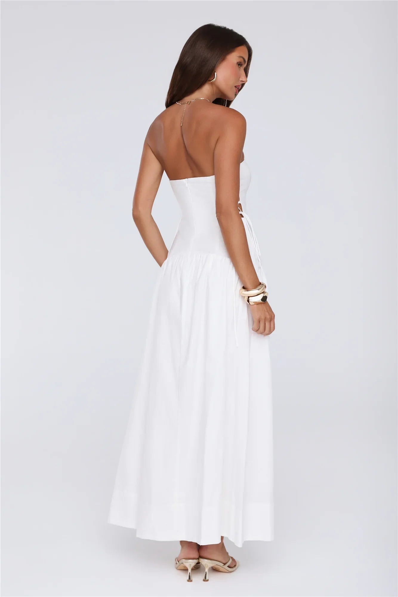 Just Feels Right Linen Blend Strapless Maxi Dress White