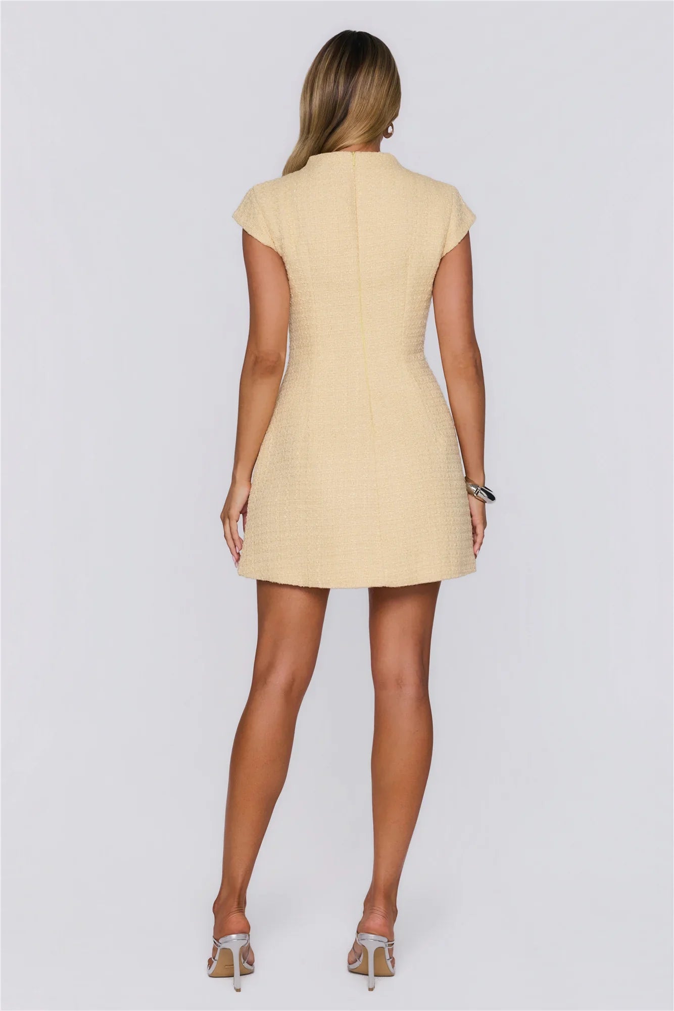 Good Outfit Day Tweed Mini Dress Yellow
