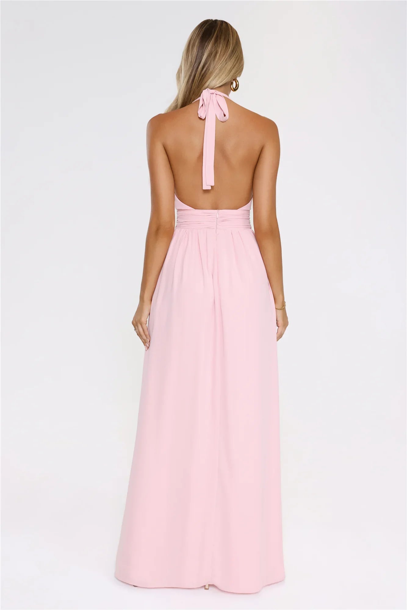 Eternal Coastline Halter Maxi Dress Pink