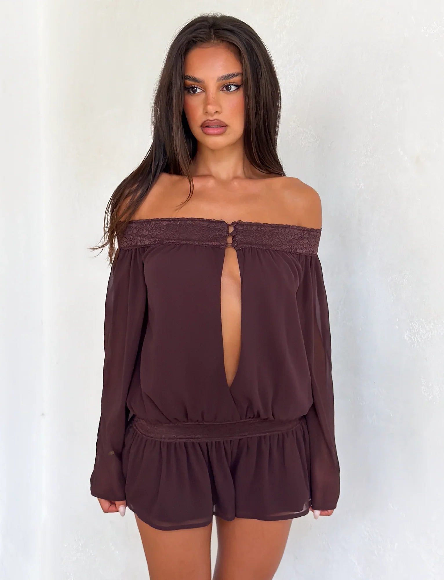 TESSIE PLAYSUIT - BROWN