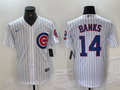 Men's Chicago Cubs Ernie Banks #14 White Replica Baseball Jersey
